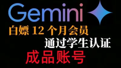 已通过学生认证一年免费使用的谷歌Gemini AI成品账号 - TG/油管/奈飞 | 全球APP | 会员代开业务