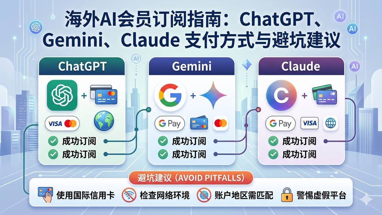Overseas AI Membership Subscription Guide: Payment Methods and Tips for ChatGPT, Gemini, Claude